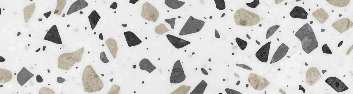 Surfaces | Quartz Countertop - White w/ Black, Grey & Beige Stone Chips